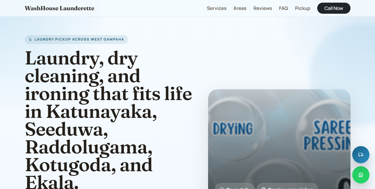 Wash House portal dashboard screenshot